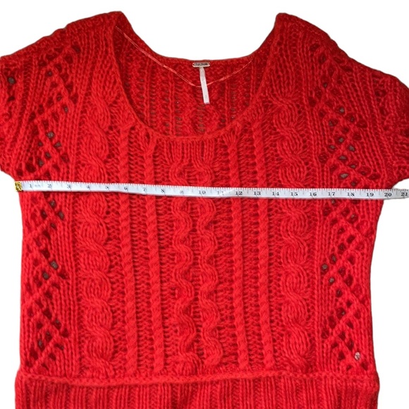 Free People Red Open Knit Sweater, Size Small - Picture 12 of 13